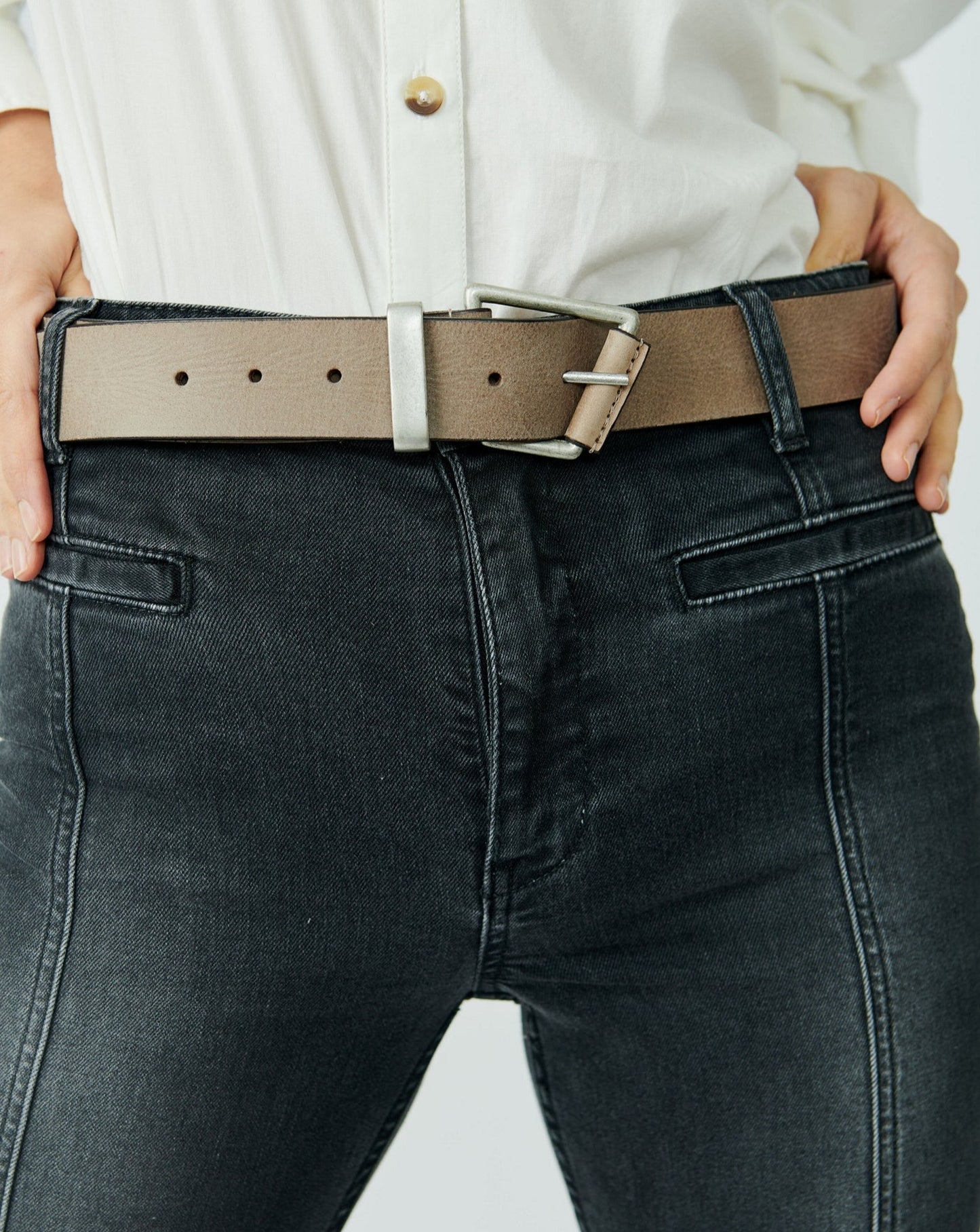 We The Free Getty Leather Belt In English Tweed Free People