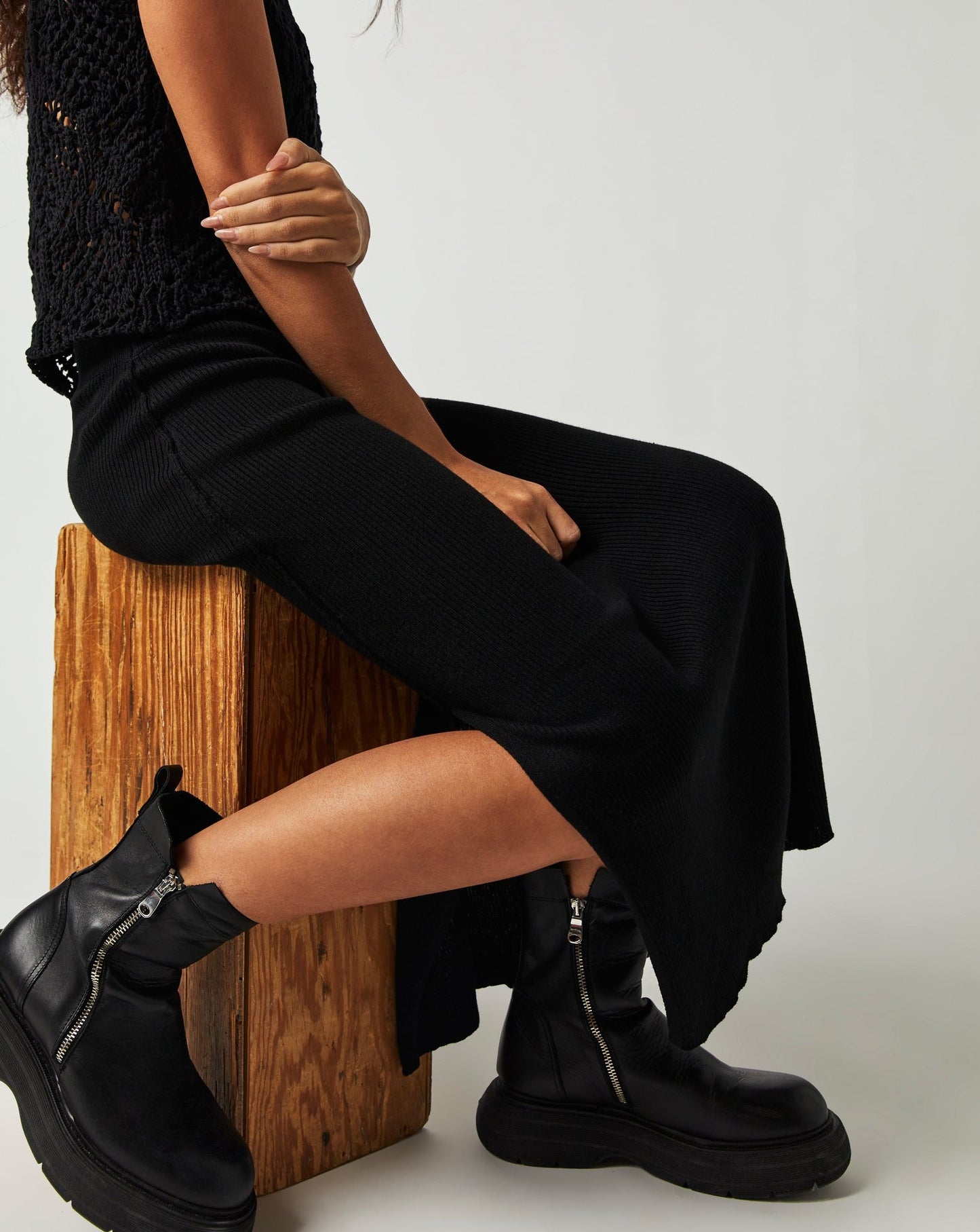 Golden Hour Midi Skirt In Black Free People Canada