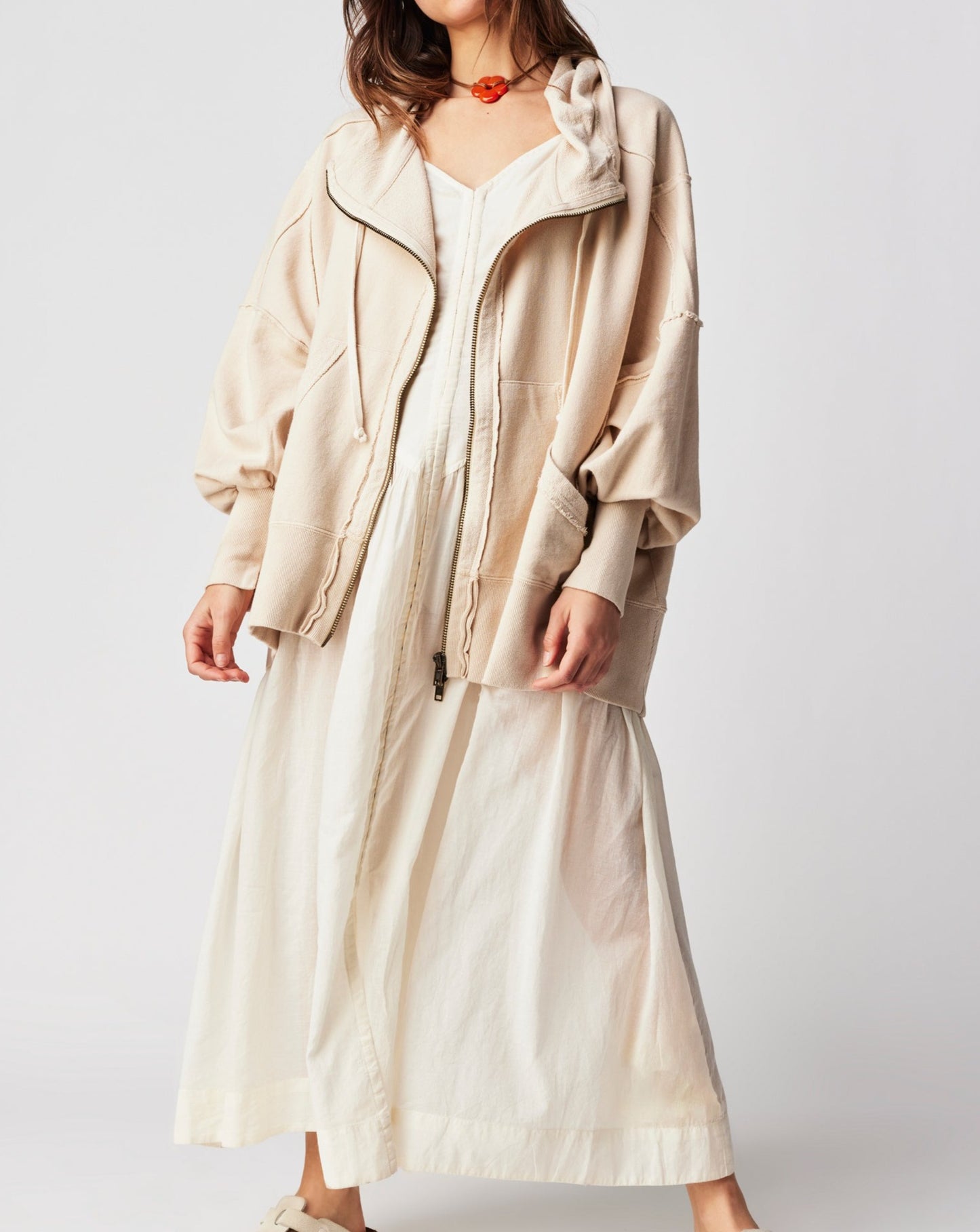 Free People Camden Hoodie Summer Khaki Sand