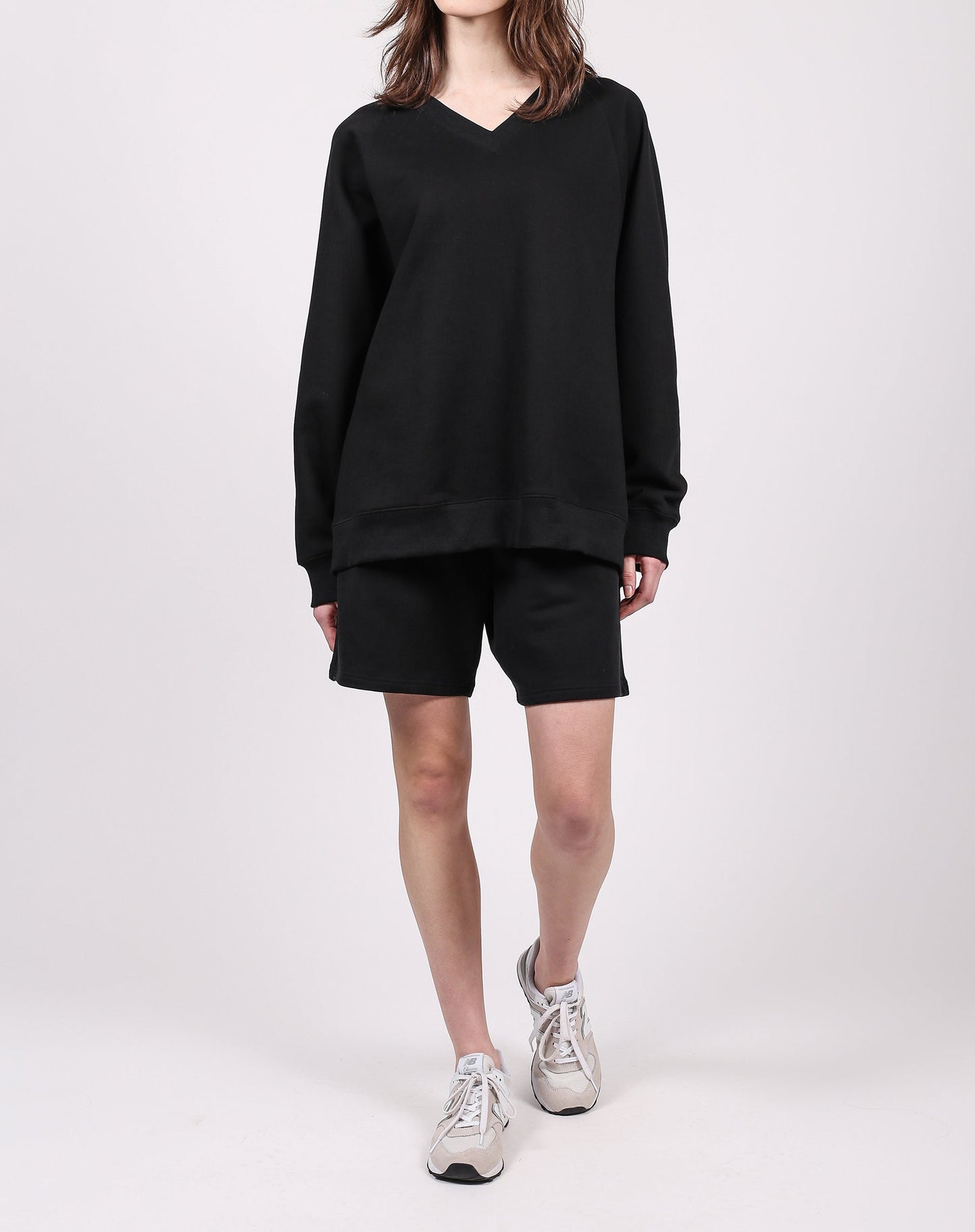 Brunette Basics V Neck Not Your Boyfriend's Crew In Black