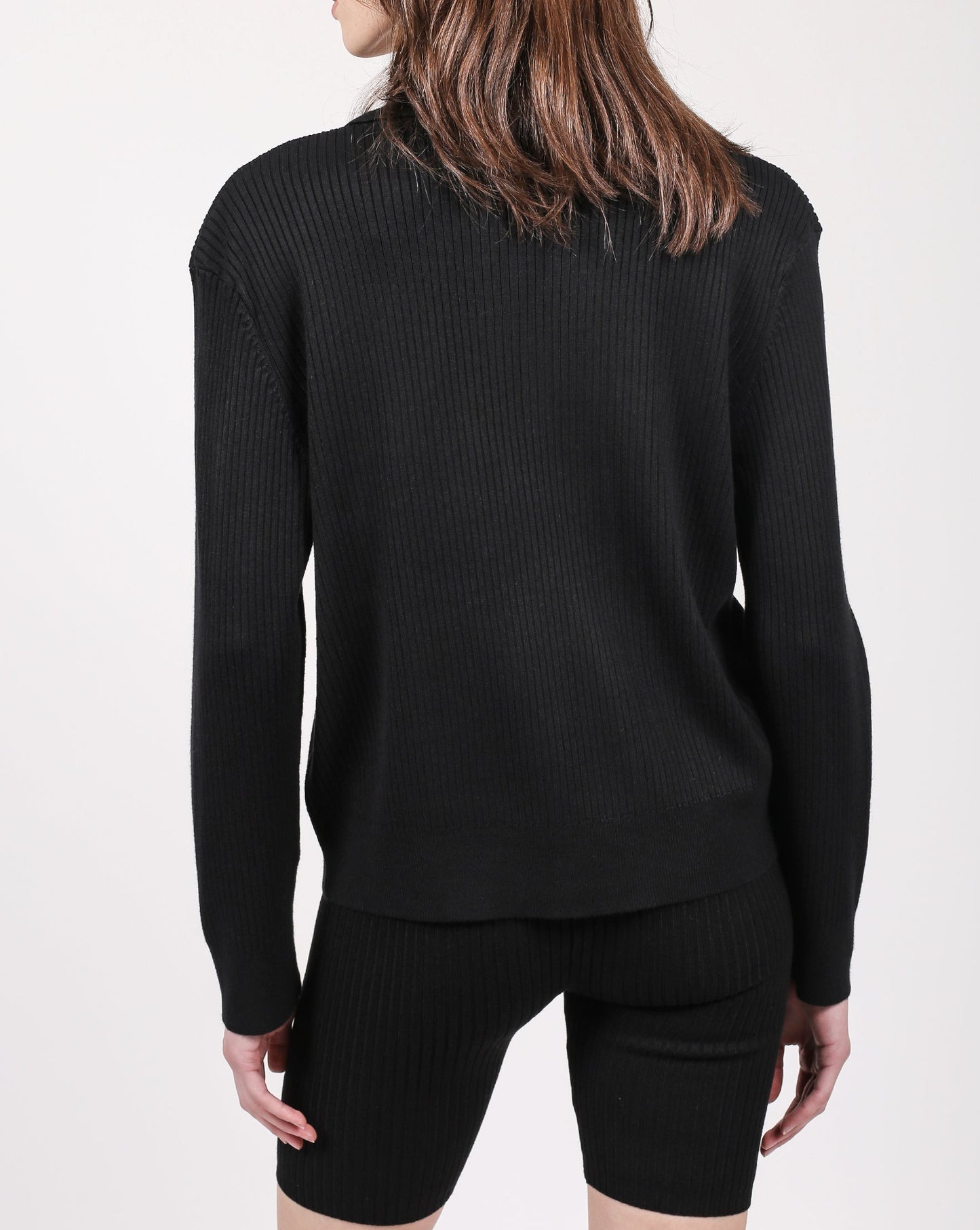 Ribbed Polo In Black
