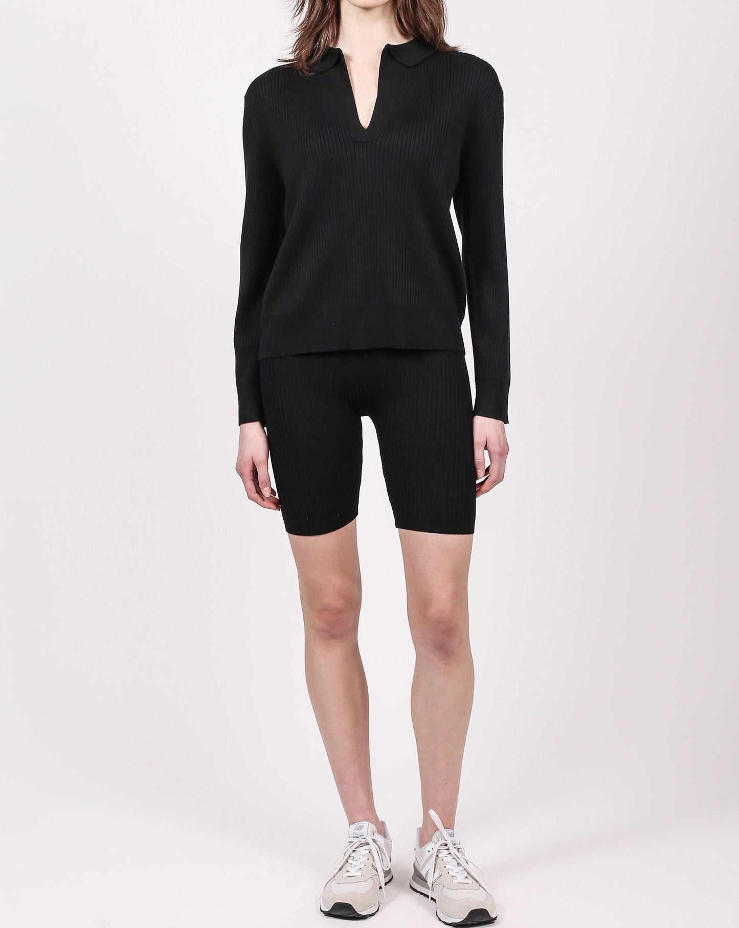Ribbed Polo In Black