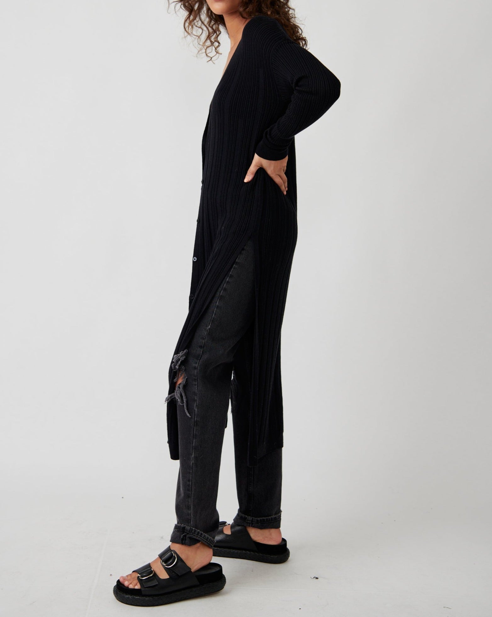 Free people black outlet cardigan