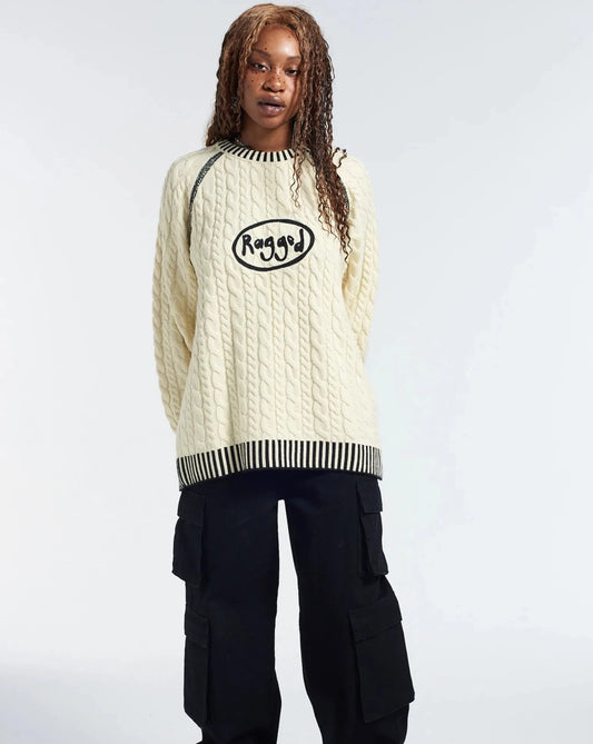 Ragged Cable Knit Sweater Ragged Jeans