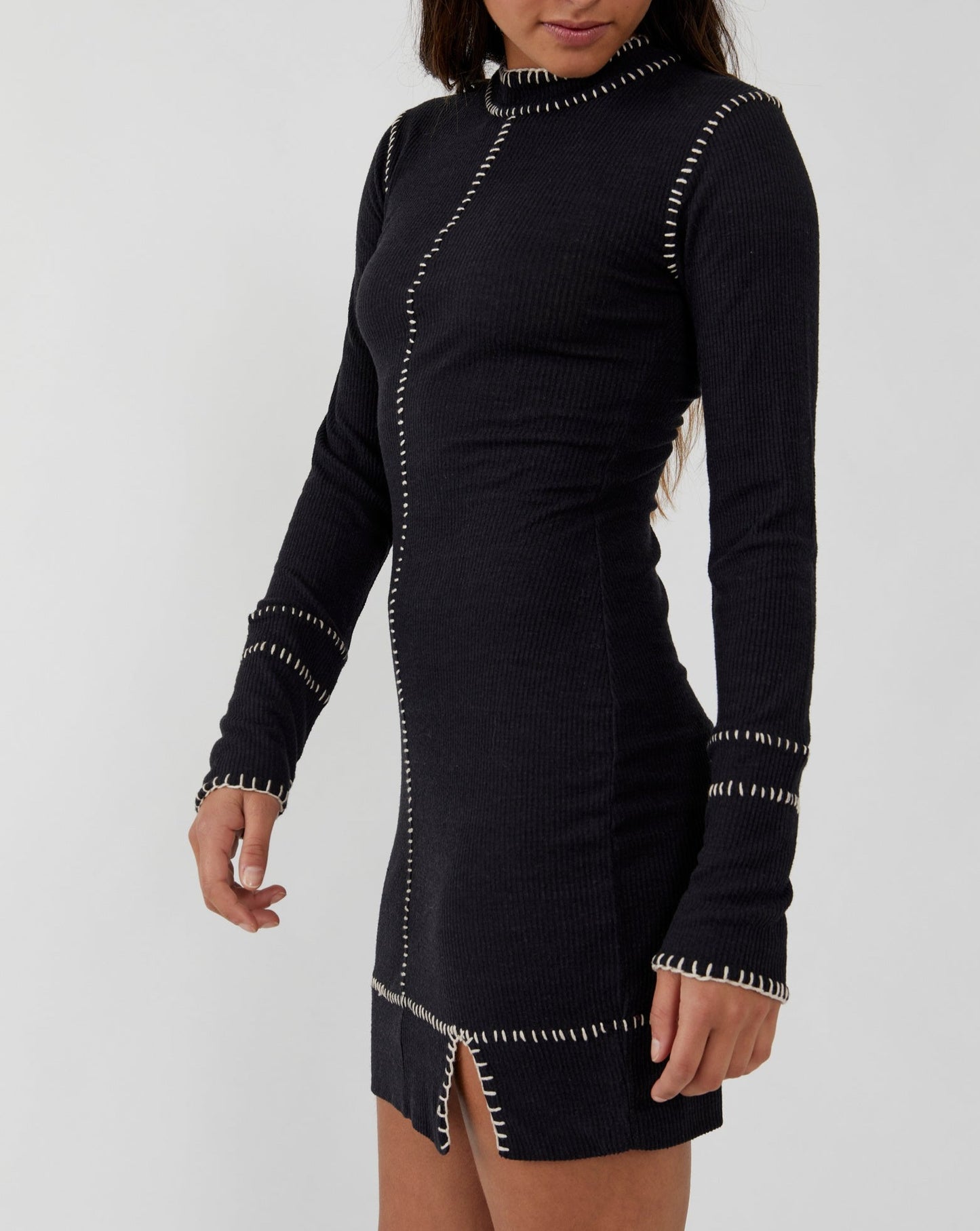 Miranda Mini Dress Free People Black Mini Dress With Stitching