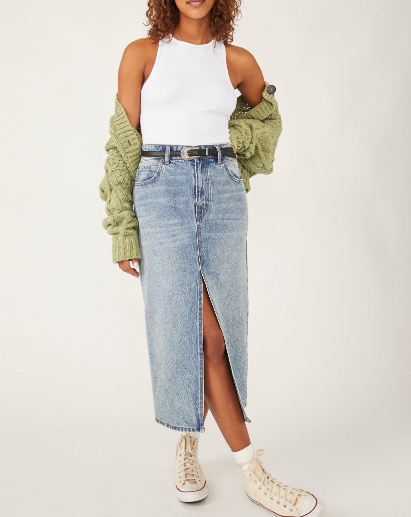 Calabasas Denim Midi Skirt Free People – The Details Boutique