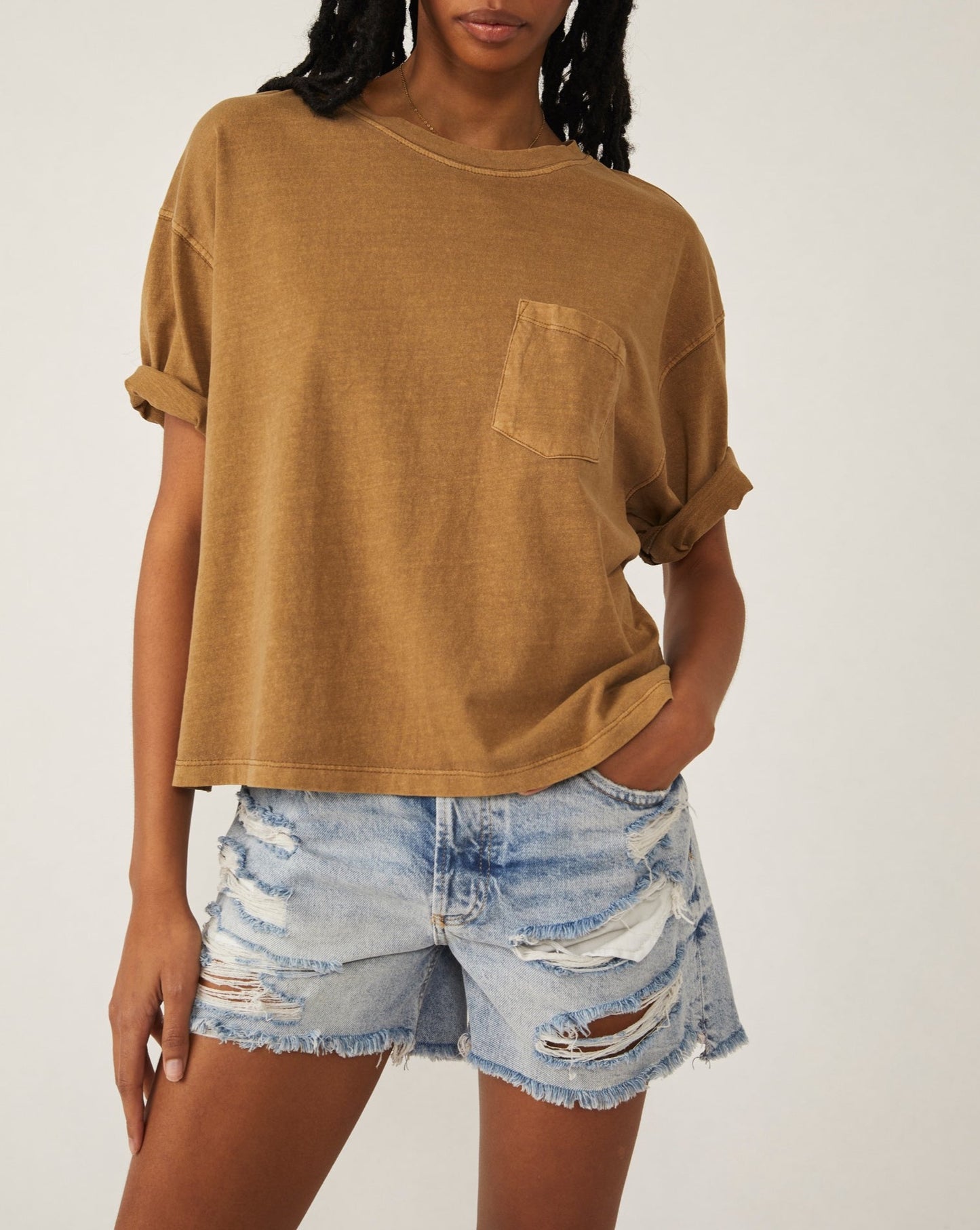Free People Alissa Tee In Golden Olive