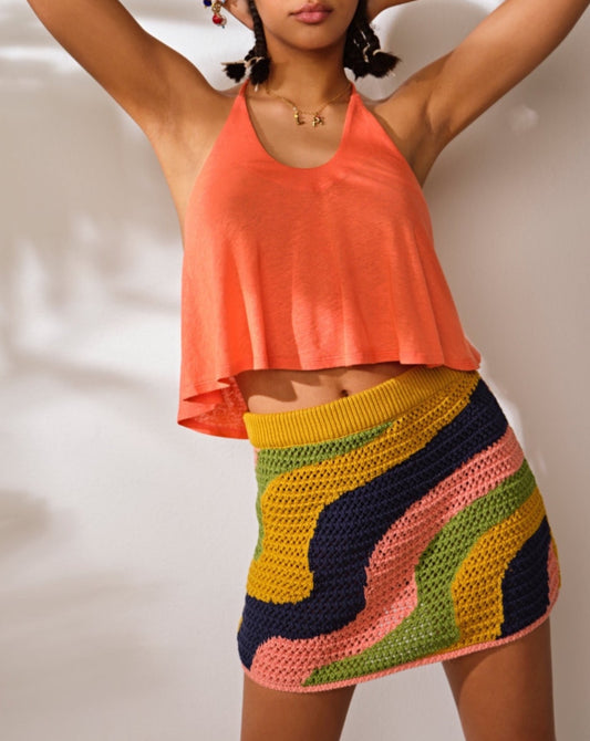 Free People Mila Crochet Mini Skirt