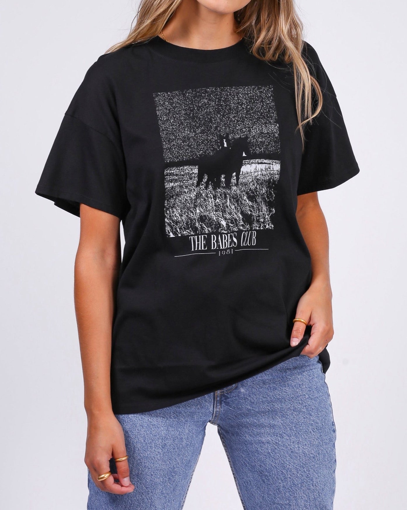 Equestrian Oversized Boxy Tee In Black