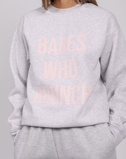 Babes Who Brunch Core Crew In Pebble Grey